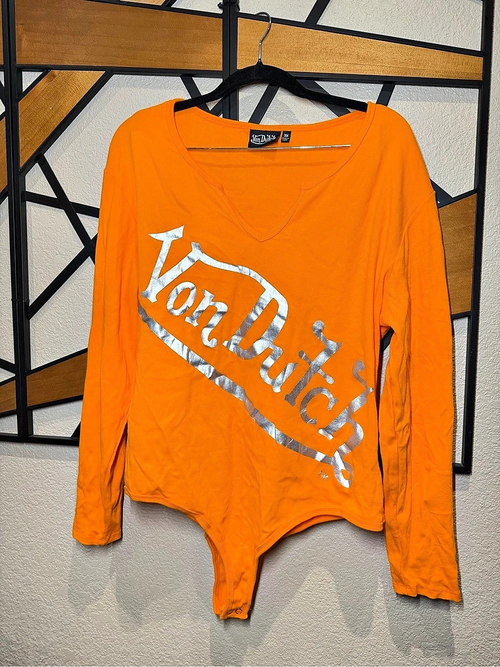 Von Dutch Long Sleeve Bodysuit in Orange Size 3X